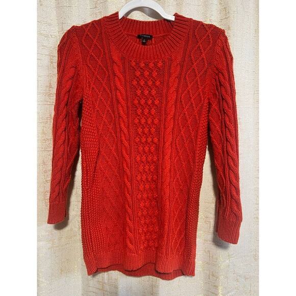 Talbots Burnt Orange Cable Knit Pullover Long Sleeve Sweater Women's Size Small! - Picture 1 of 4